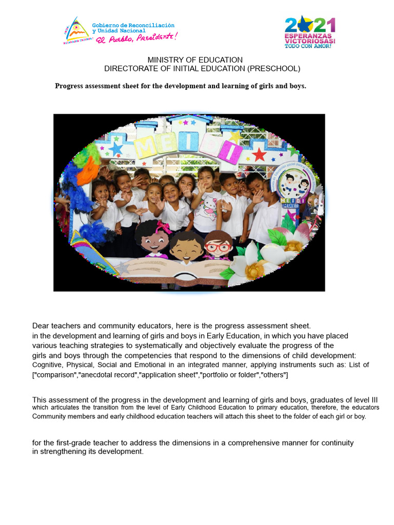 Progress Sheet For Level III of Initial Education | PDF | Early ...