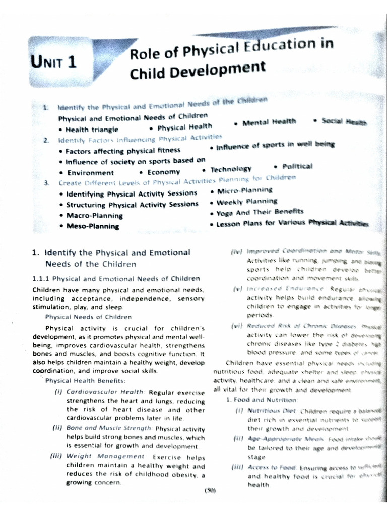 Class 11th Physical Education Unit 1st and 2nd | PDF