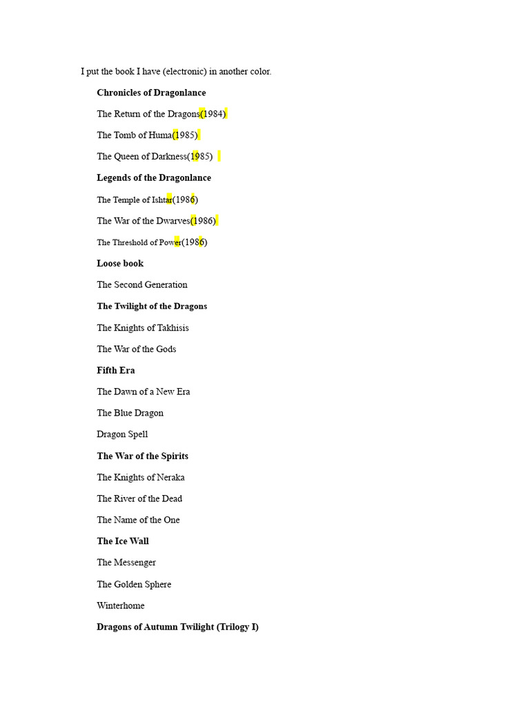 Dragonlance Book Series Overview | PDF | Dragonlance | Dungeons ...