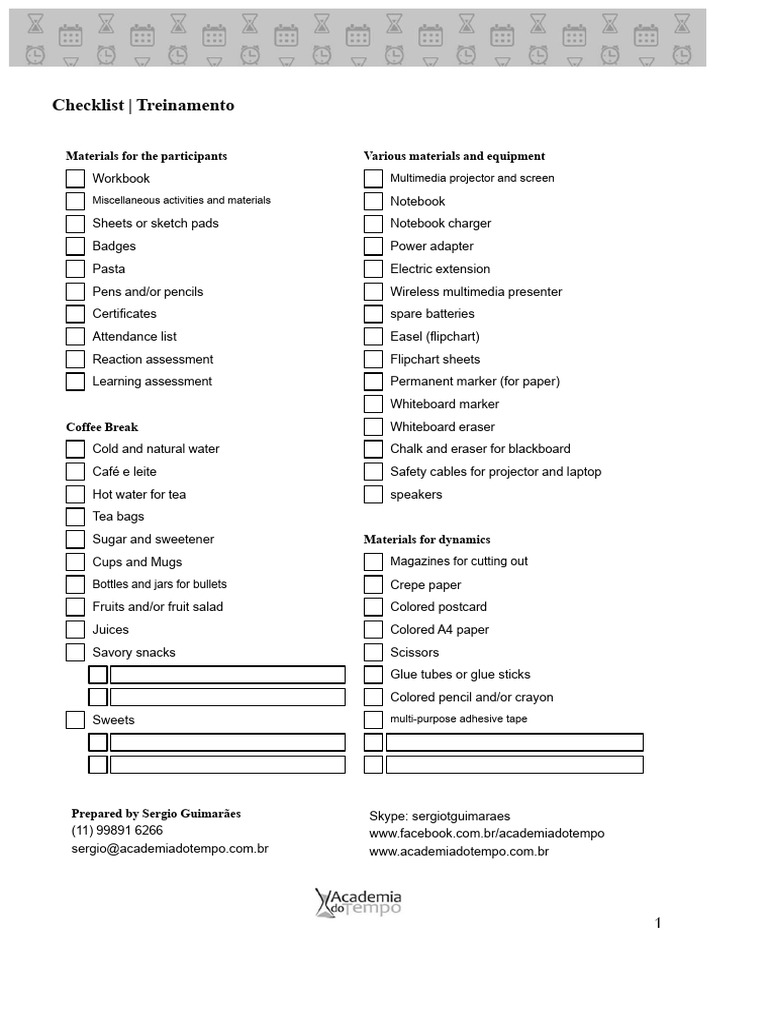 Training Checklist | PDF