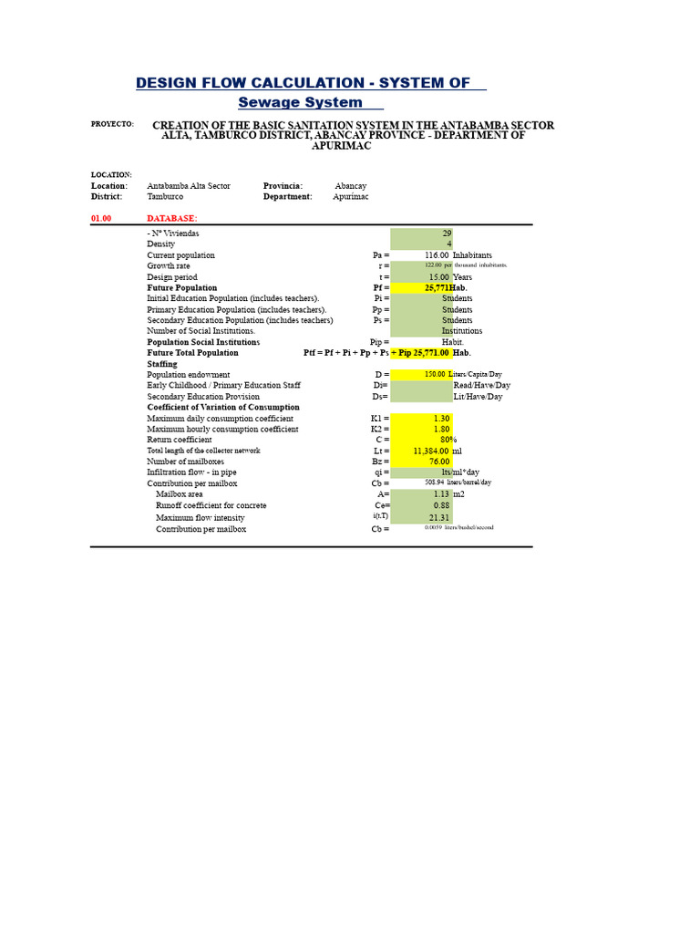Sewage System Design Flow Calculation | PDF | Water Pollution | Water