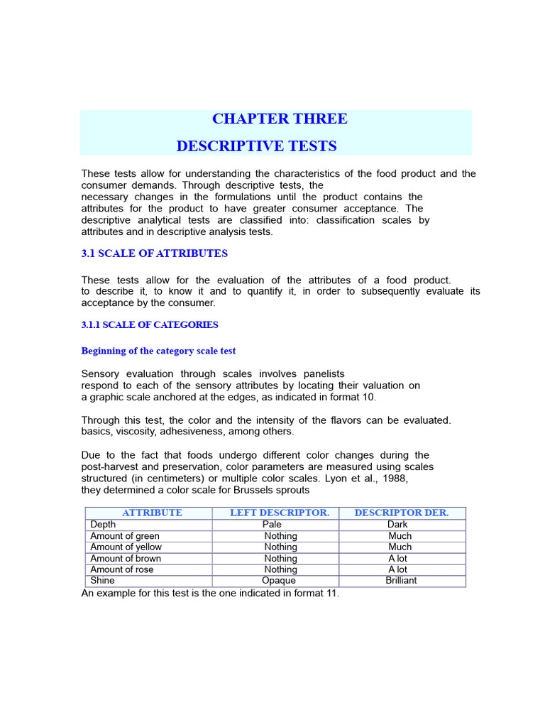 DESCRIPTIVE TESTS - Structure | PDF | Taste | Olive Oil
