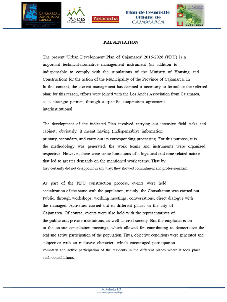Urban Development Plan of Cajamarca PDF | PDF | Urban Planning