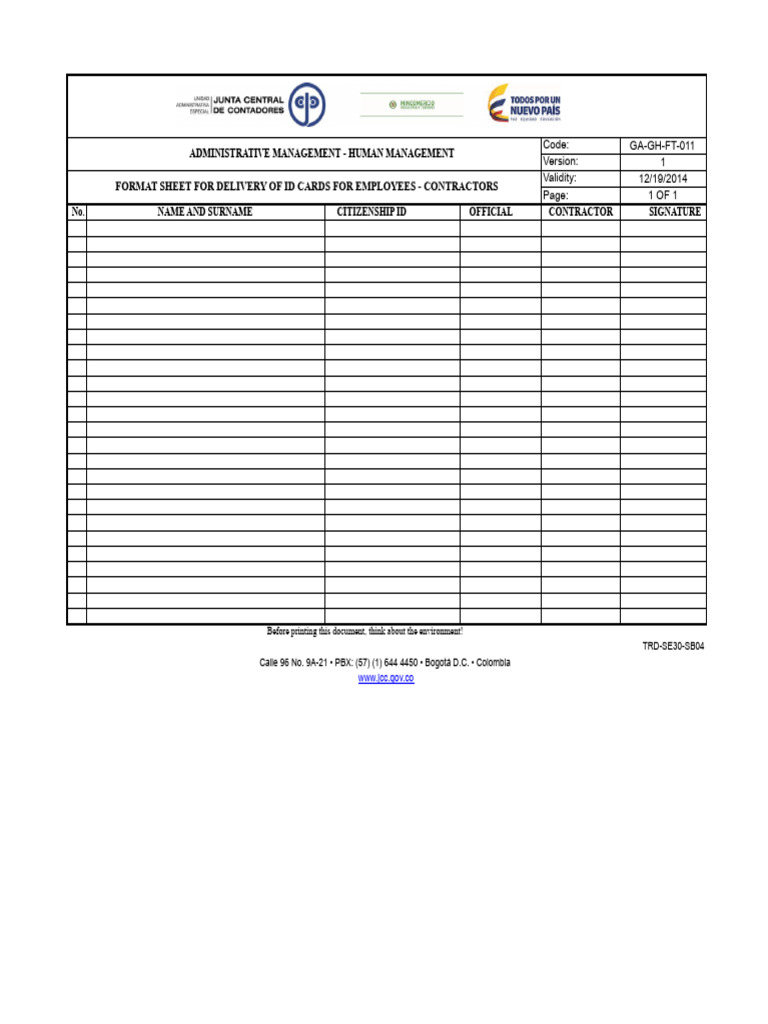 Employee ID Card Delivery Format | PDF