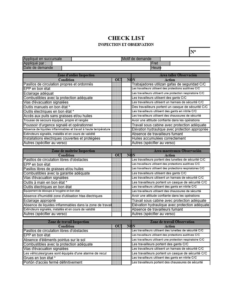 Check-list d'Inspection Sécuritaire | PDF