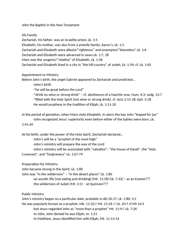 7 John The Baptist in The New Testament | PDF | Jesus | Religious ...