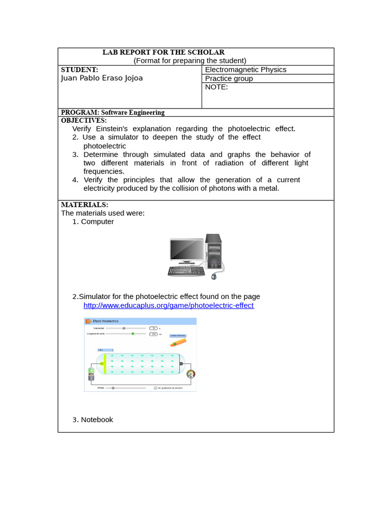 Photoelectric Effect Lab Report | PDF | Photoelectric Effect | Electronvolt