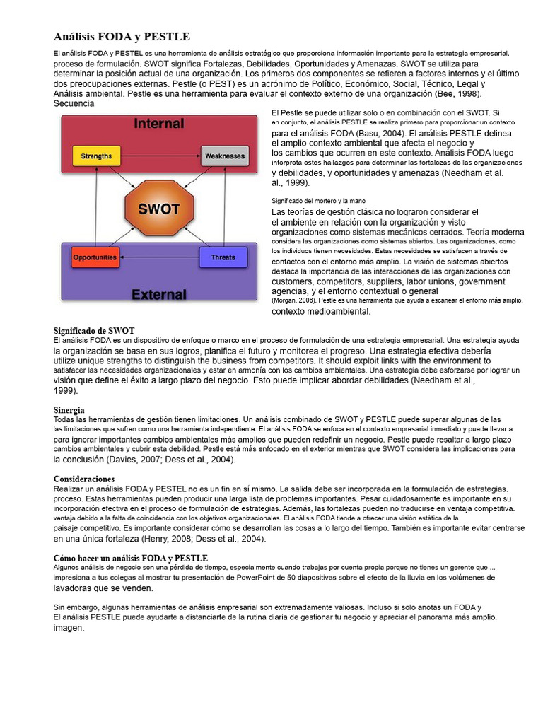 Análisis FODA y PESTLE para Estrategias Empresariales | PDF | Análisis ...