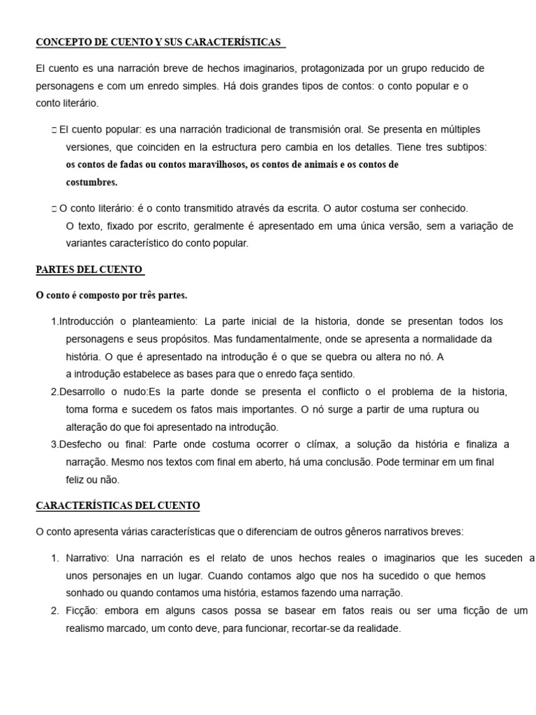 Conceito de Conto e Suas Características | PDF | Contos | Suspense (gênero)