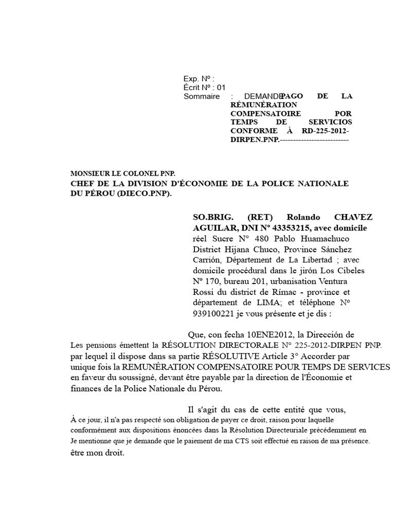 Demande de rémunération compensatoire PNP | PDF