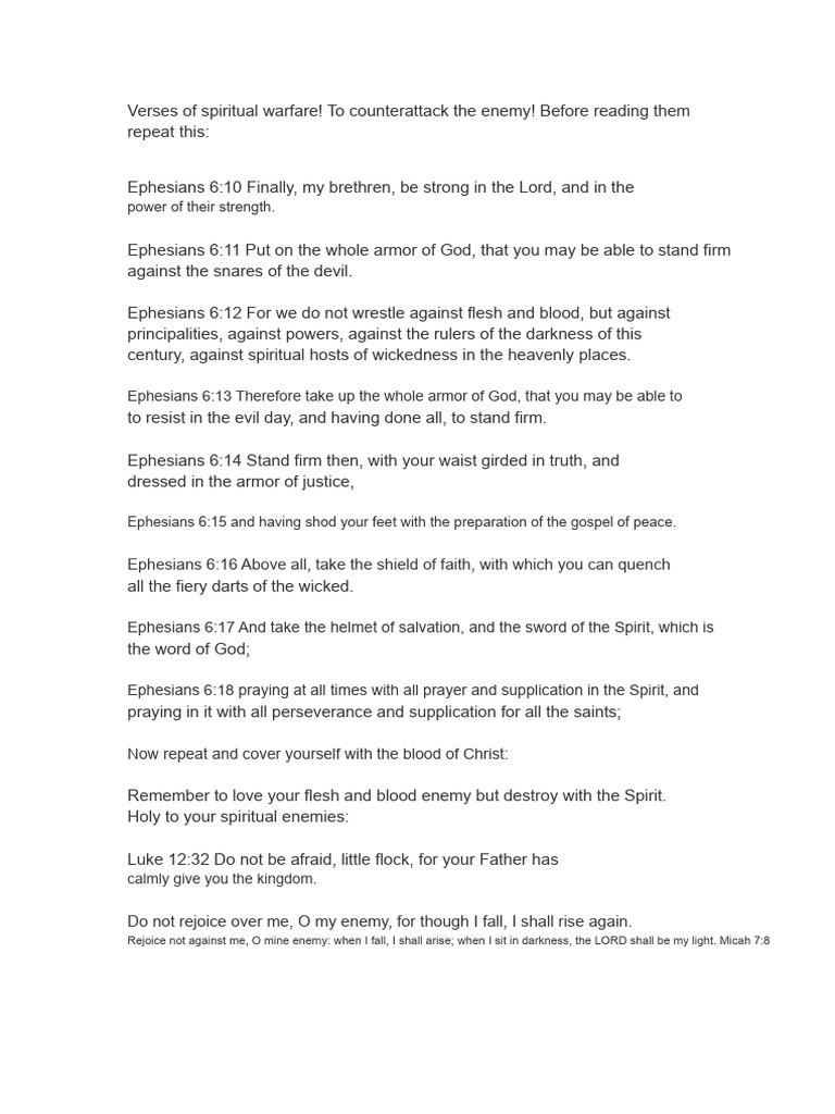 Spiritual Warfare Verses for Victory | PDF | Spiritual Warfare | Satan