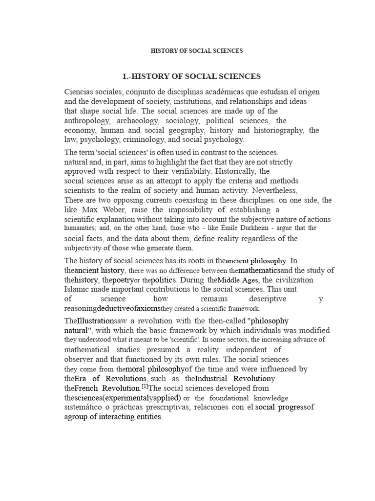 History of Social Sciences | PDF | Social Sciences | Science