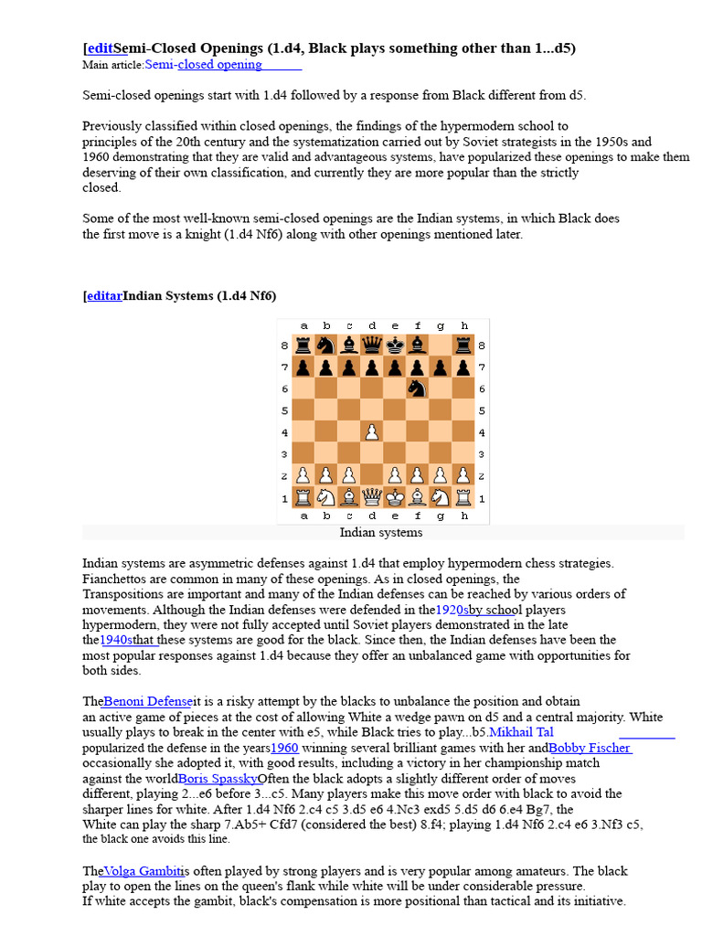 Original Semi-Closed Opening | PDF | Chess Openings | Chess
