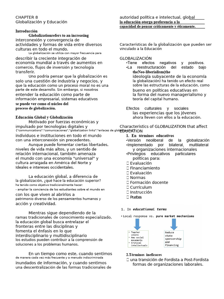 ED 9 - Capítulos 8 y 9 | PDF | Globalización | Plan de estudios