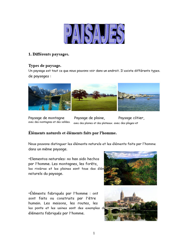 Types de paysages et éléments naturels | PDF | Montagnes | Paysage