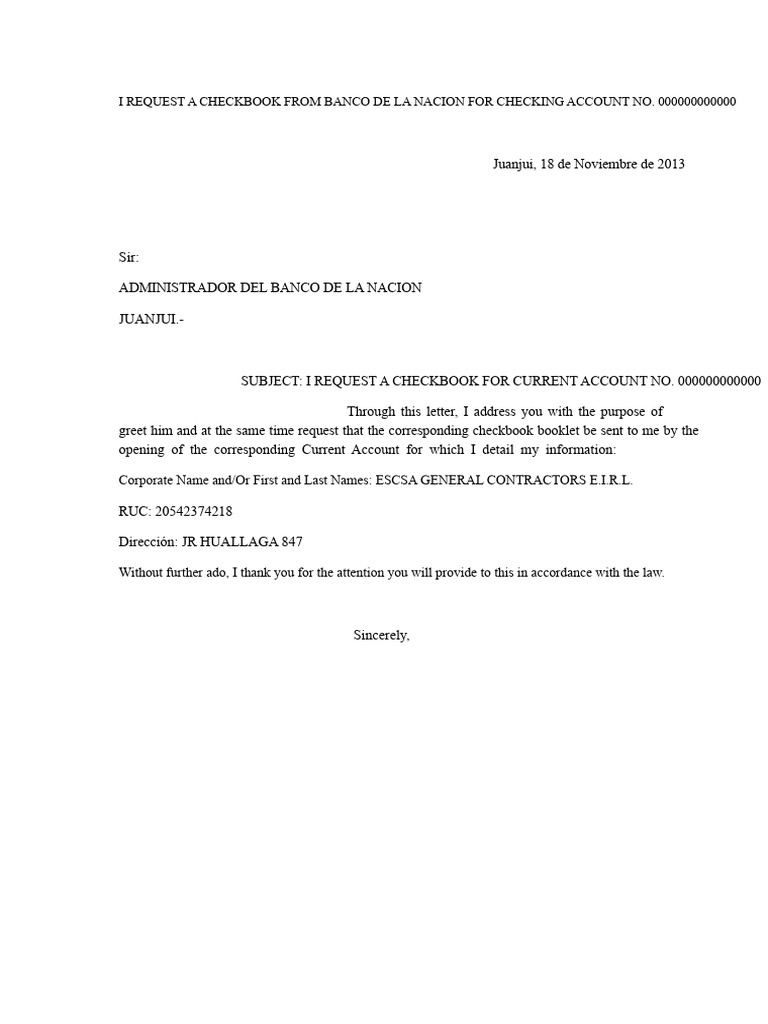 checkbook request | PDF