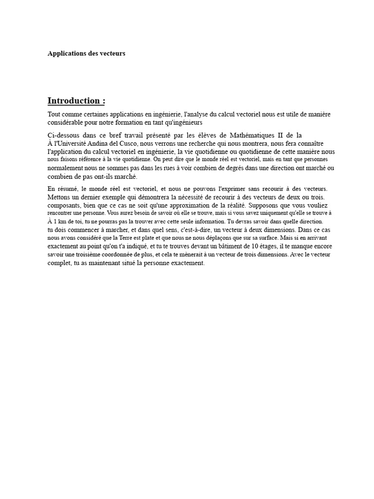 Applications des vecteurs en ingénierie | PDF | Analyse vectorielle ...
