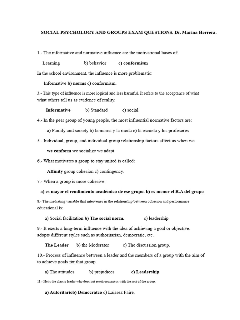 Social Psychology Exam Questions Guide | PDF | Prejudices | Stereotypes