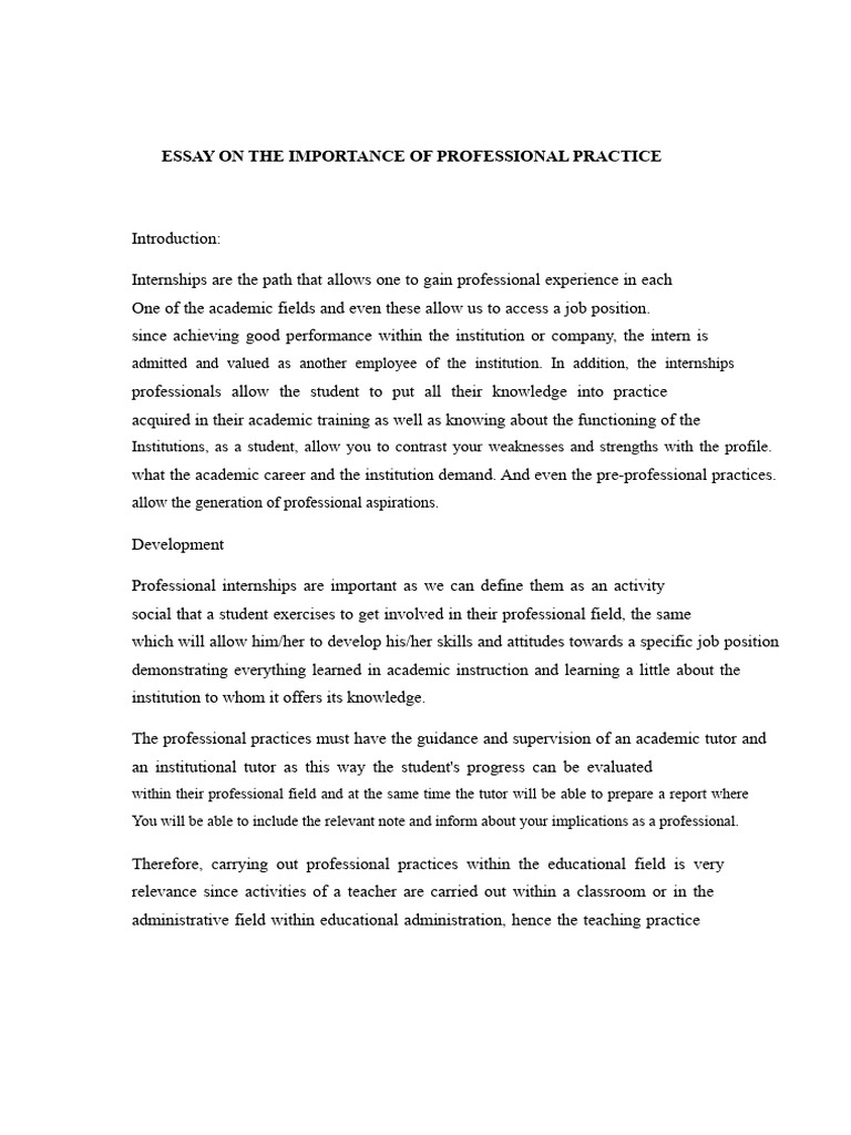 Importance of Professional Internships | PDF | Knowledge | Teachers