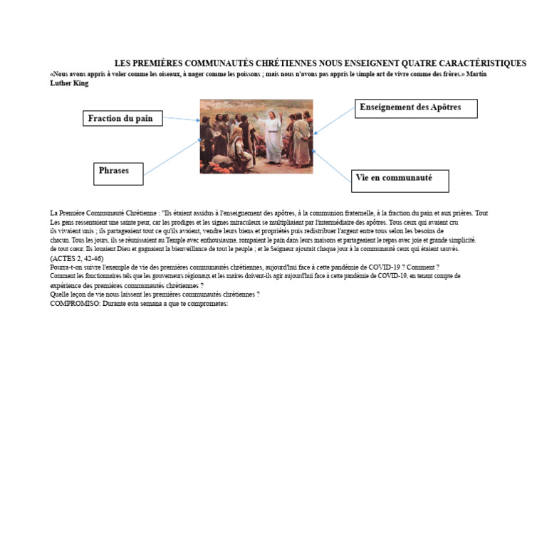 Caractéristiques des premières communautés chrétiennes | PDF