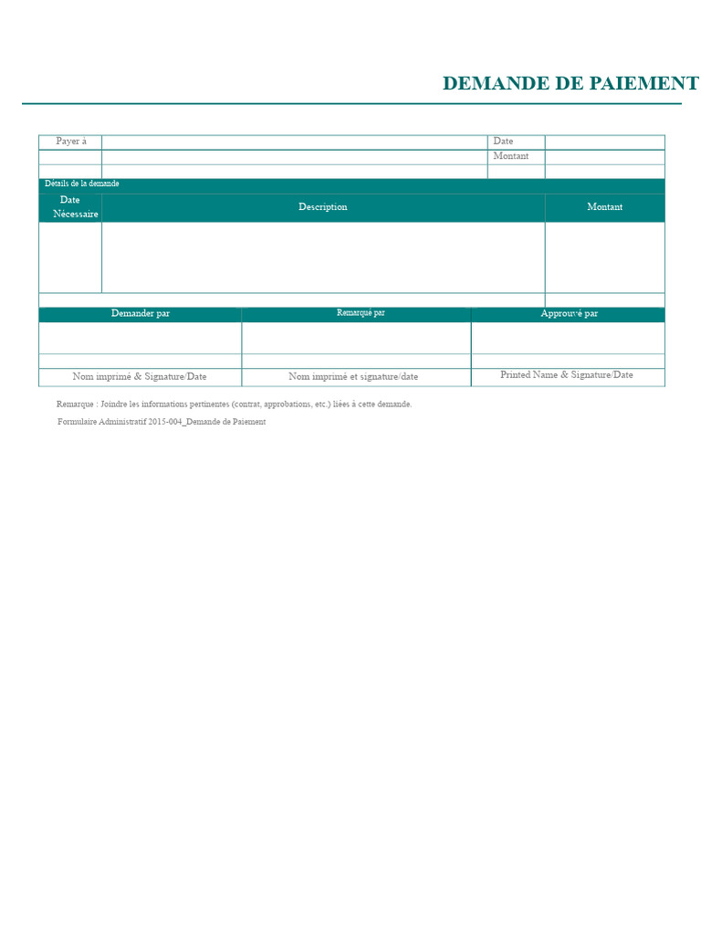 Formulaire de Demande de Paiement 2015-004 | PDF