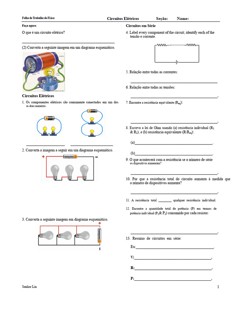 Exercícios de Circuitos Elétricos | PDF | Circuitos em série e em ...