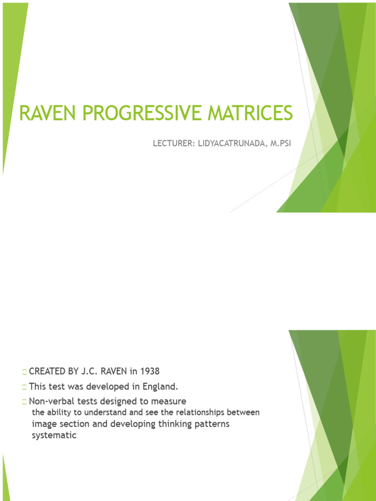 Overview of Raven Progressive Matrices | PDF