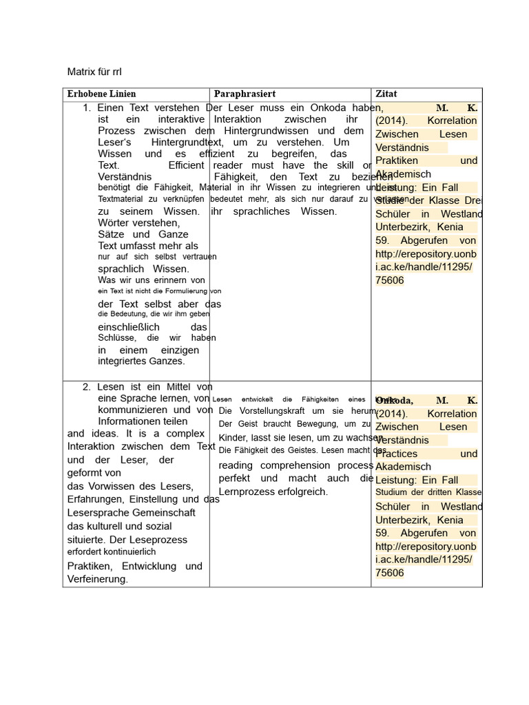 Matrix Für RRL | PDF