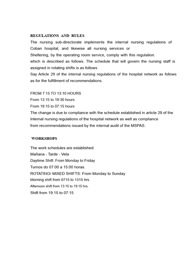 Nursing Staff Regulations at Coban Hospital | PDF | Nursing | Emergency