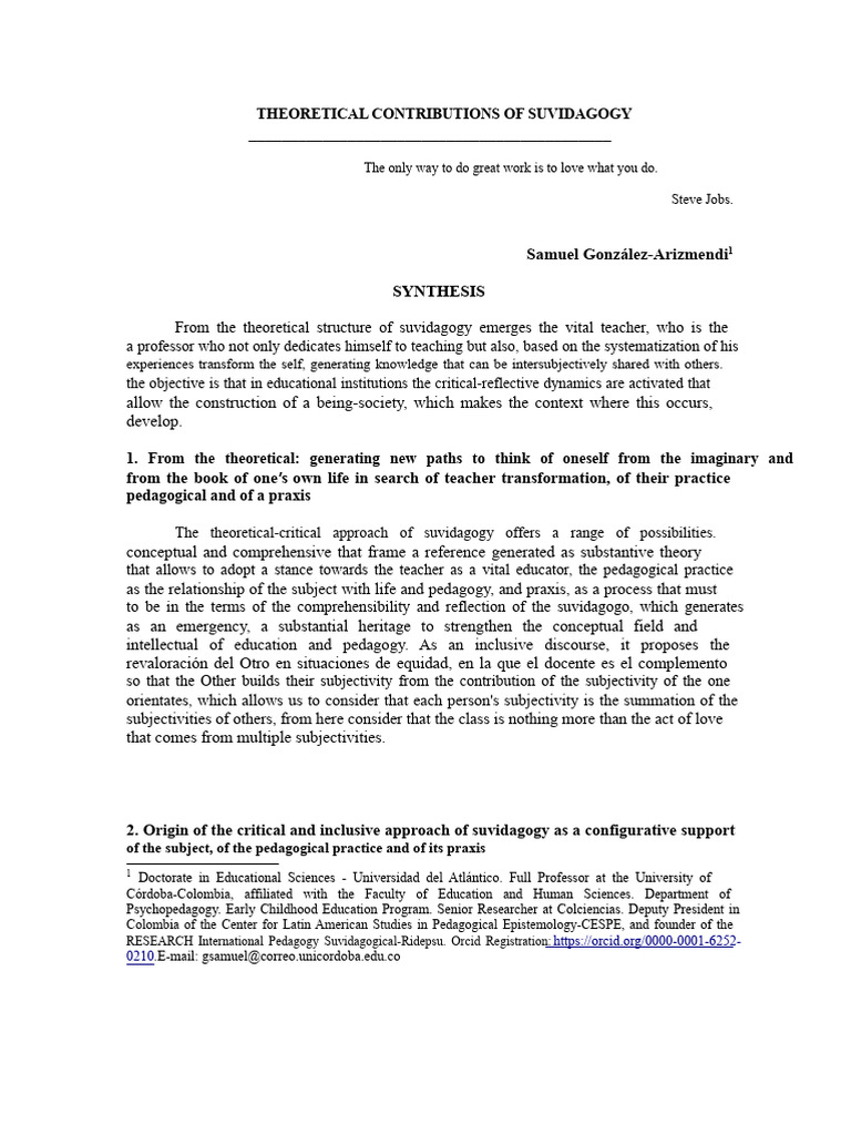 Theoretical contributions of suvidagogy | PDF | Pedagogy | Knowledge