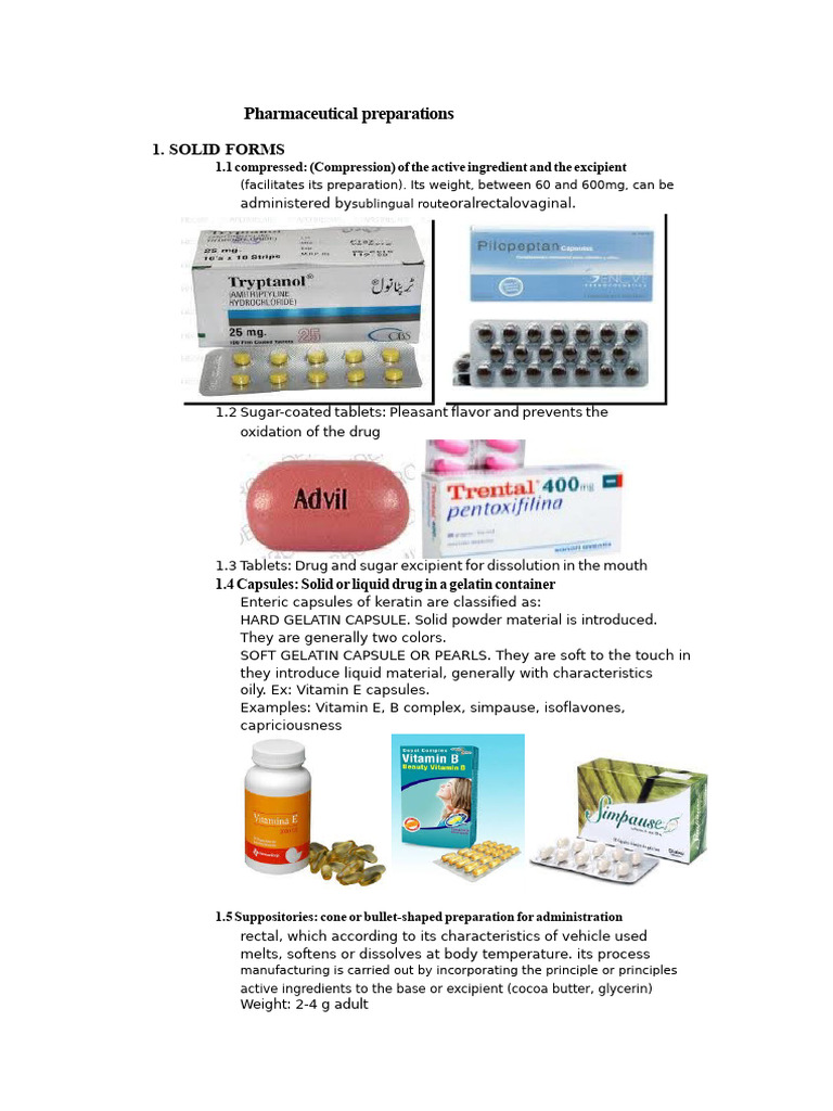 Overview of Pharmaceutical Preparations | PDF | Tablet (Pharmacy ...