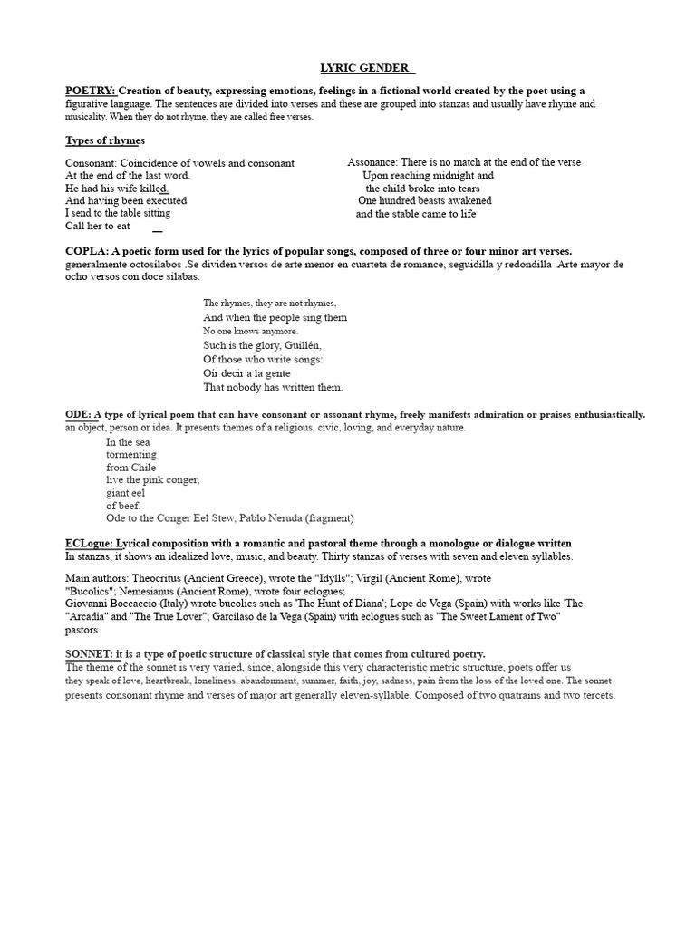Lyric Genre | PDF | Poetry | Rhyme