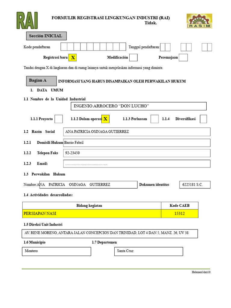 Formulir Rai | PDF