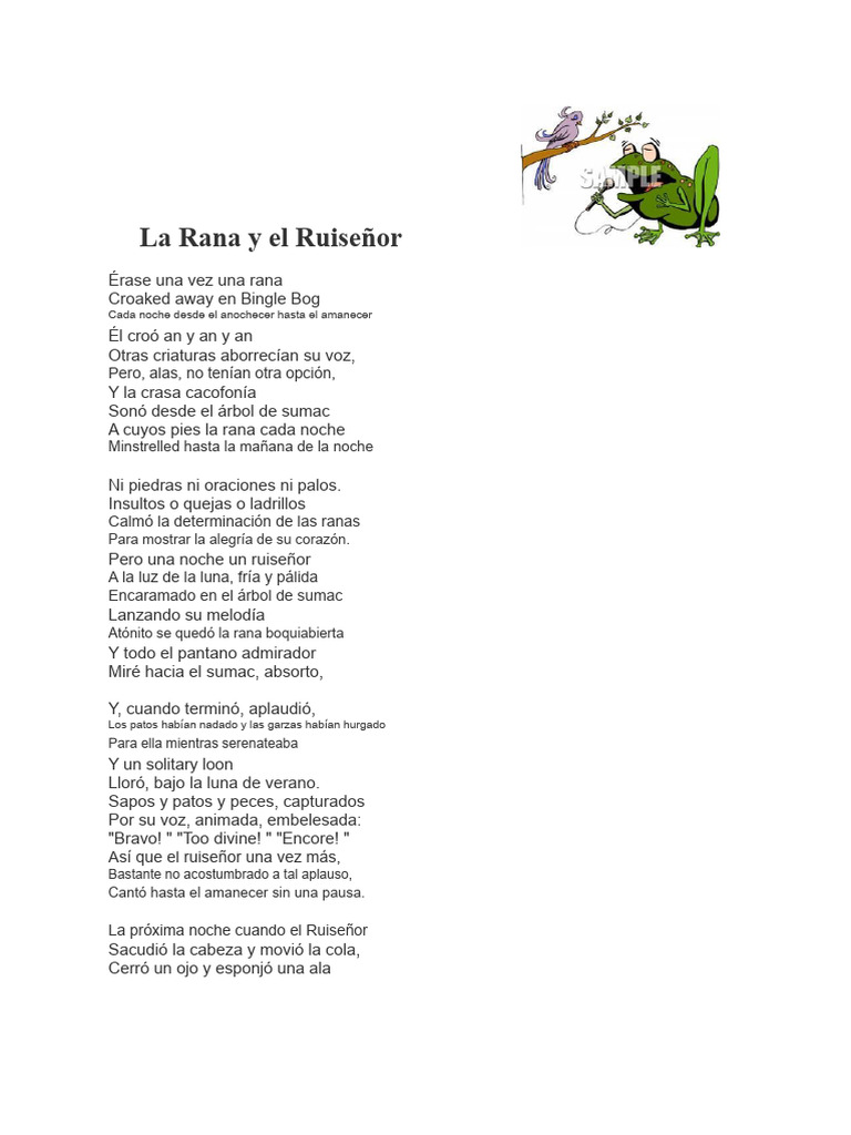 La Rana y el Ruiseñor: Una Fábula Musical | PDF