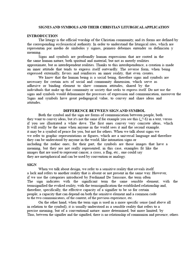 Christian Liturgy: Signs and Symbols Explained | PDF | Eucharist ...