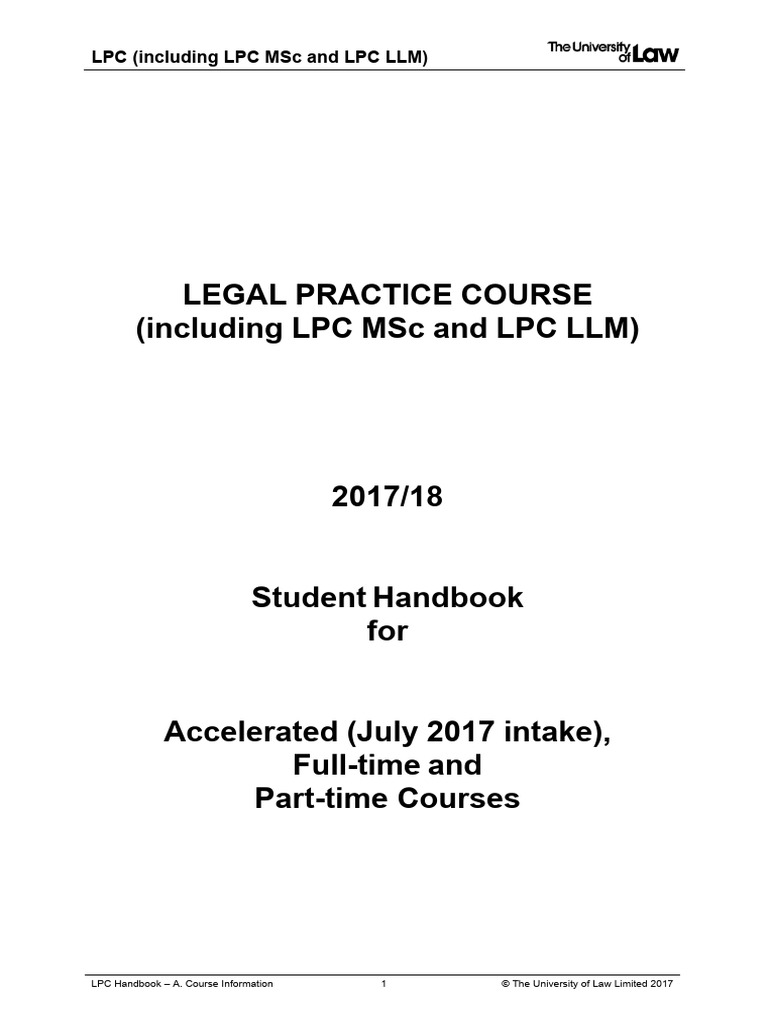 LPC Student Handbook 2017/18 Guide | PDF
