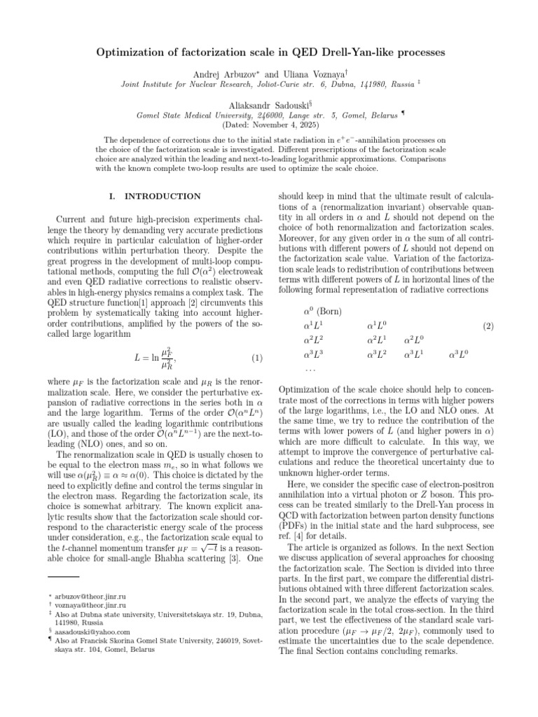 Optimizing Factorization Scale in QED | PDF | Physics | Quantum Field ...