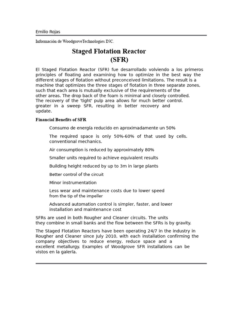 Staged Flotation Reactor Benefits and Design | PDF | Physical Sciences ...