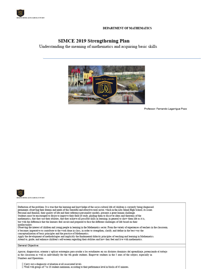 Action Plan for Reinforcement Simce 2019 | PDF | Multiplication ...