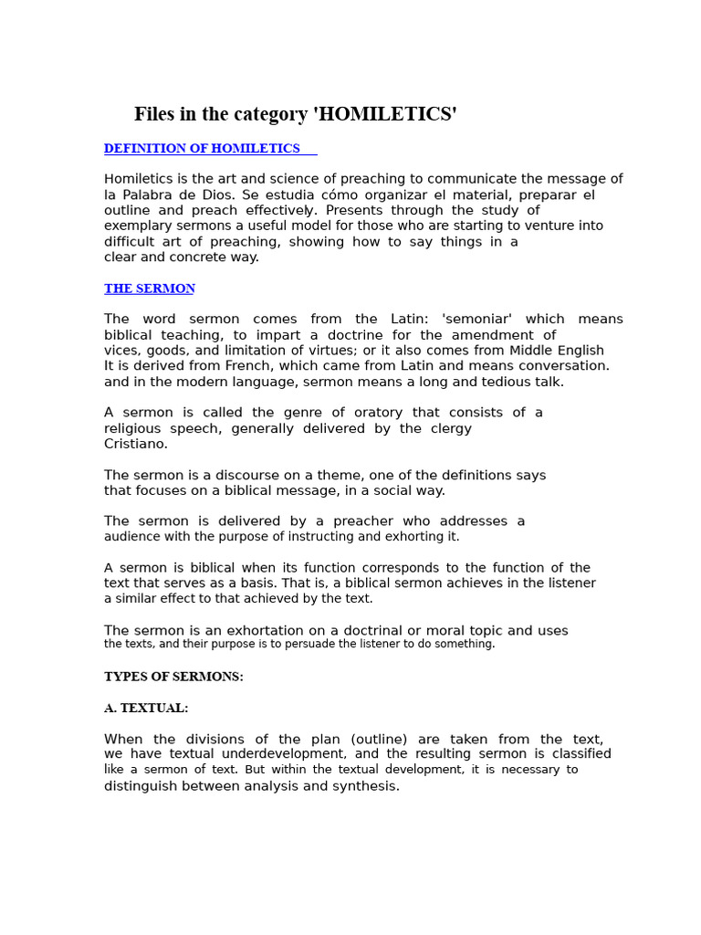 Understanding Homiletics and Sermon Types | PDF | Sermon | Expository ...