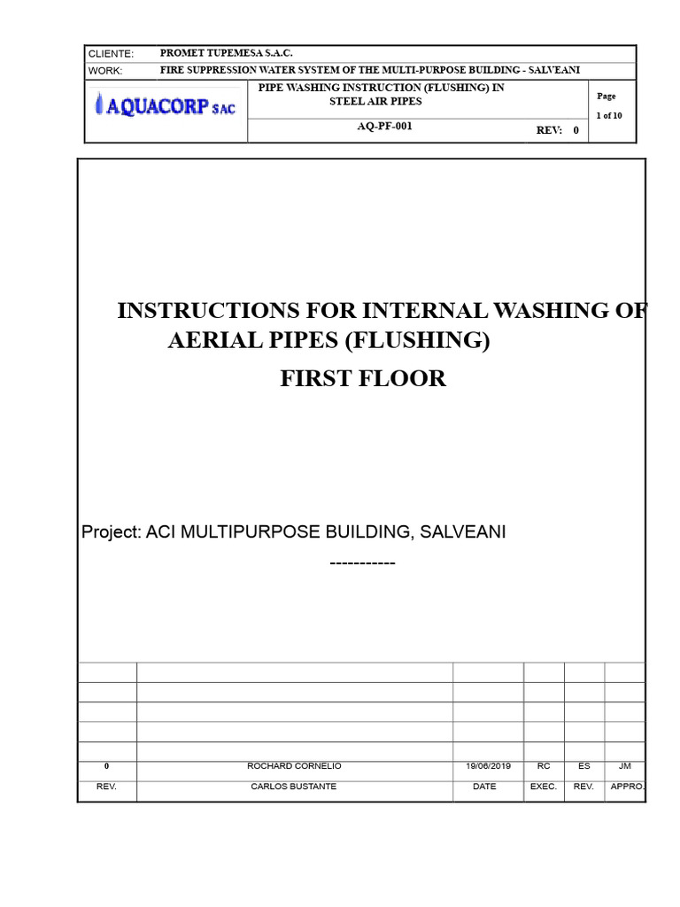 Flushing Instructions for Steel Pipes | PDF | Pipe (Fluid Conveyance ...