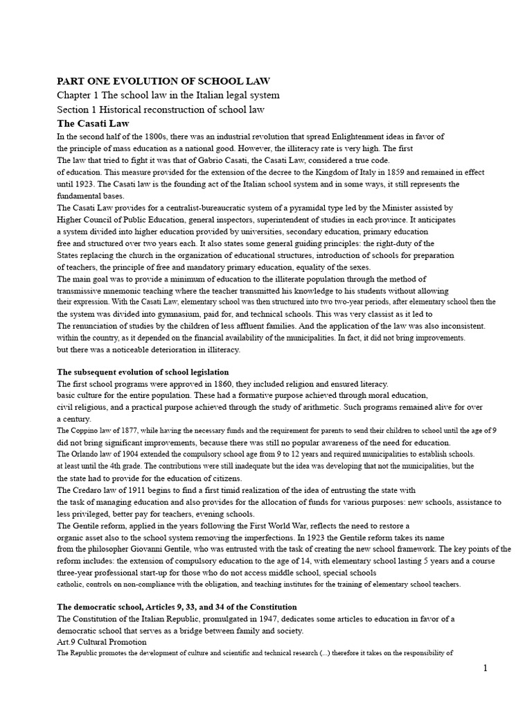 Evolution of Italian School Law | PDF | Curriculum | Vocational Education