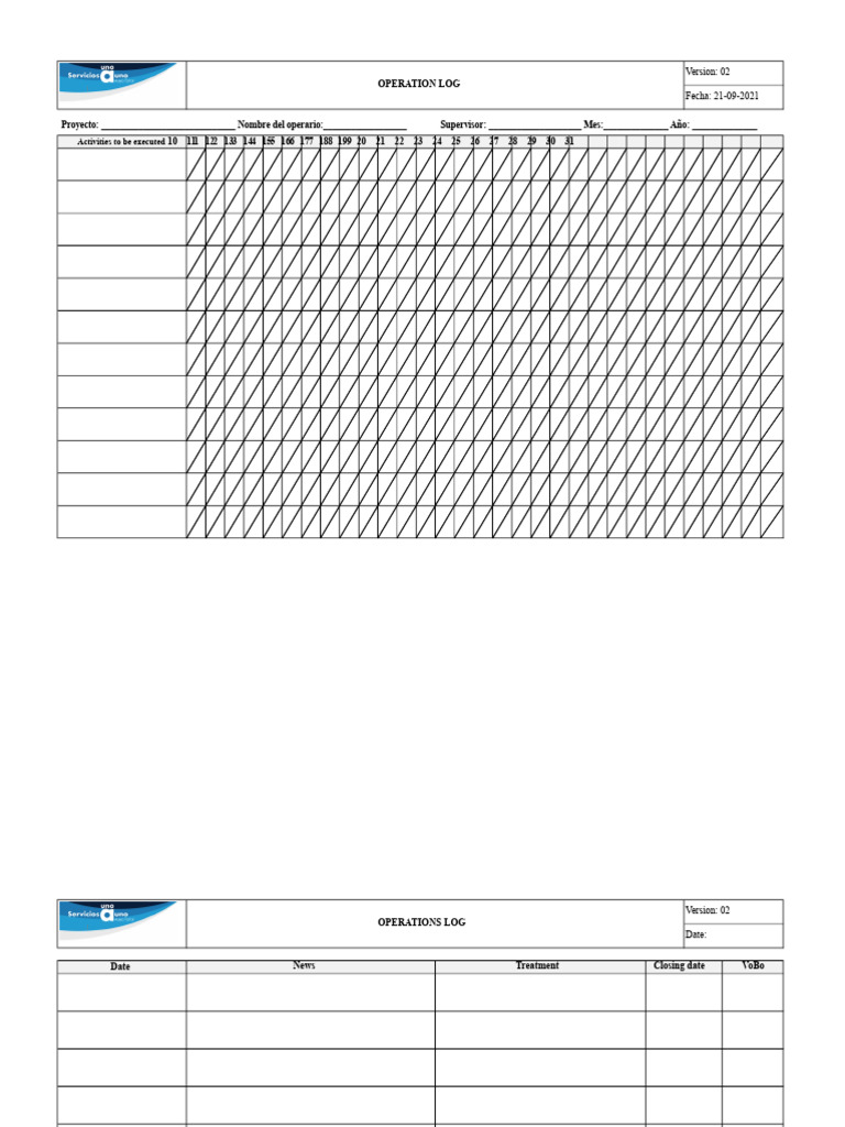 Registro de Operaciones - Versión 02 | PDF