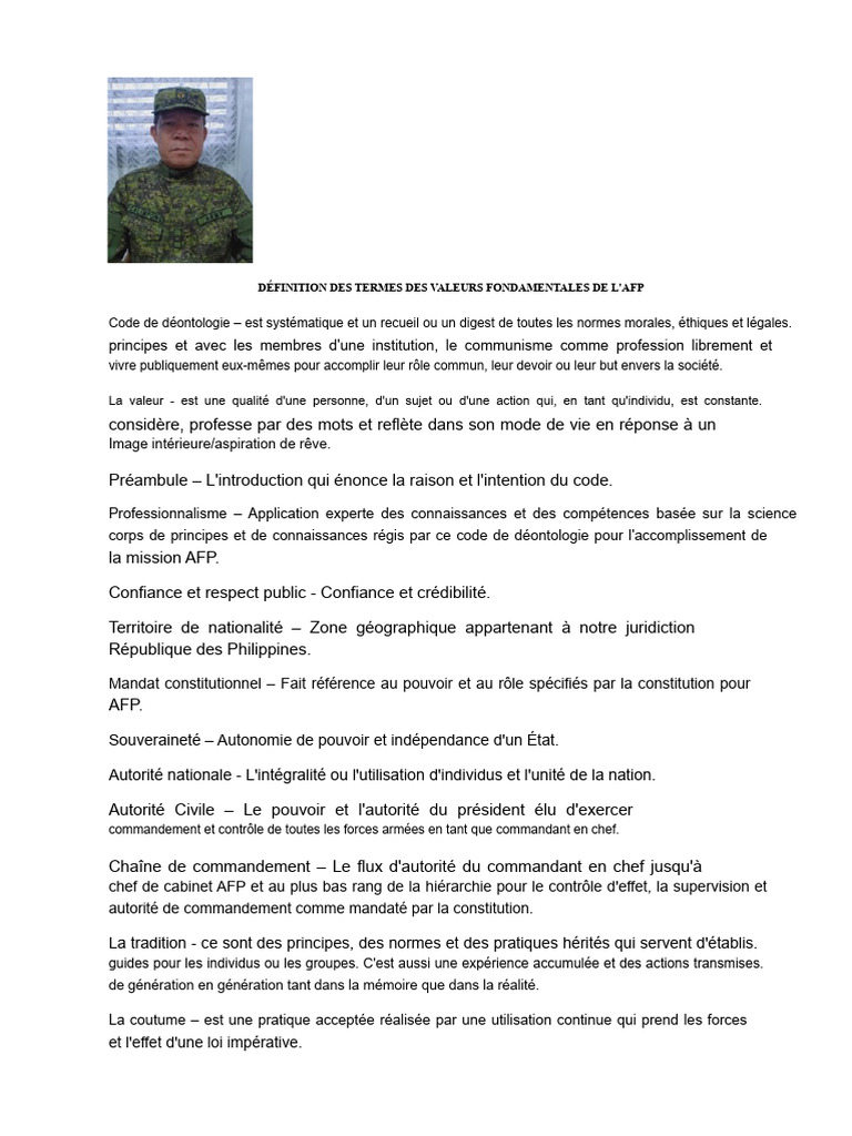 Valeurs Fondamentales du Code de l'AFP | PDF | Constitution | Loi