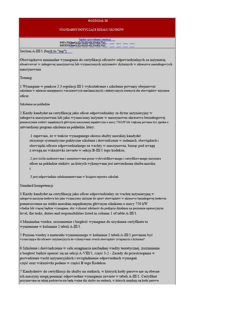 Stcw-Rozdział 3 Kompetencje | PDF