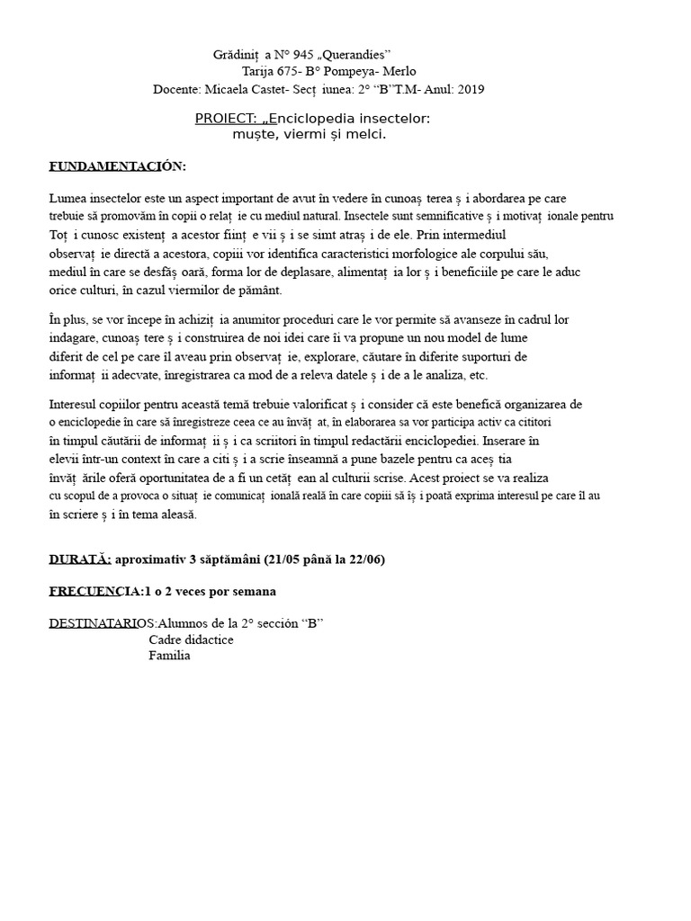 Proiectul Enciclopediei Insectelor | PDF