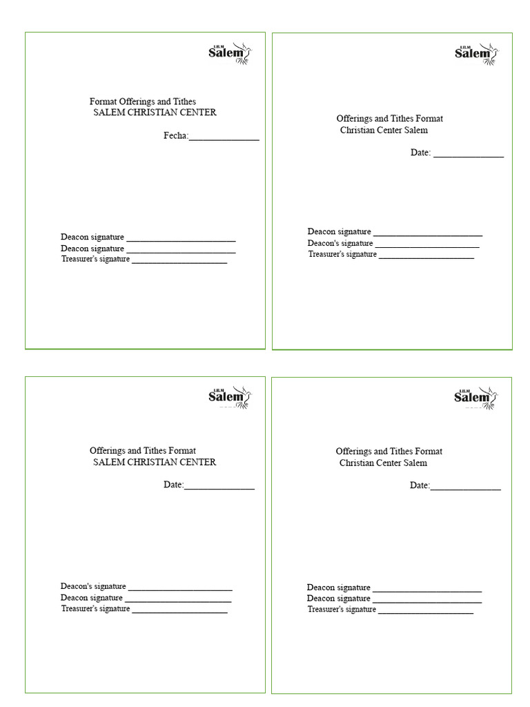Offerings and Tithes Format Template | PDF