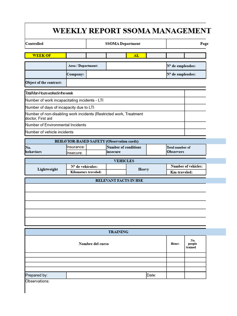 Weekly Management Report Format For Ssoma | PDF