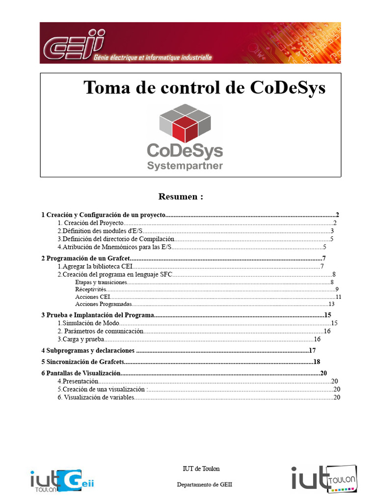 Guía de Toma de Control en CoDeSys | PDF | Lenguaje de programación ...