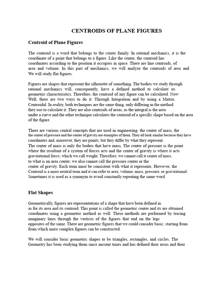 Centroid Calculation for Plane Figures | PDF | Rotation Around A Fixed ...